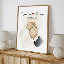 1pc Customized Frameless Canvas Print, Bohemian Style Wall Art Poster For Family And Couples Anniversary, Personalized With Names And Fist Bump Design, Perfect Decorative Gift For Living Room Or Bedroom, Valentine Day, Valentine Day Decor, Multi-Functional, Adjustable, Anti-Mold, Ornamental, Reusable, Exquisite, Adorable, Unique, Ideal Gifts For Her, Boyfriend, Girlfriend, Dad, Mom, Family, Friends, Son, Daughter, School Students, Office, Tea Room, School, Home, Home Refresh