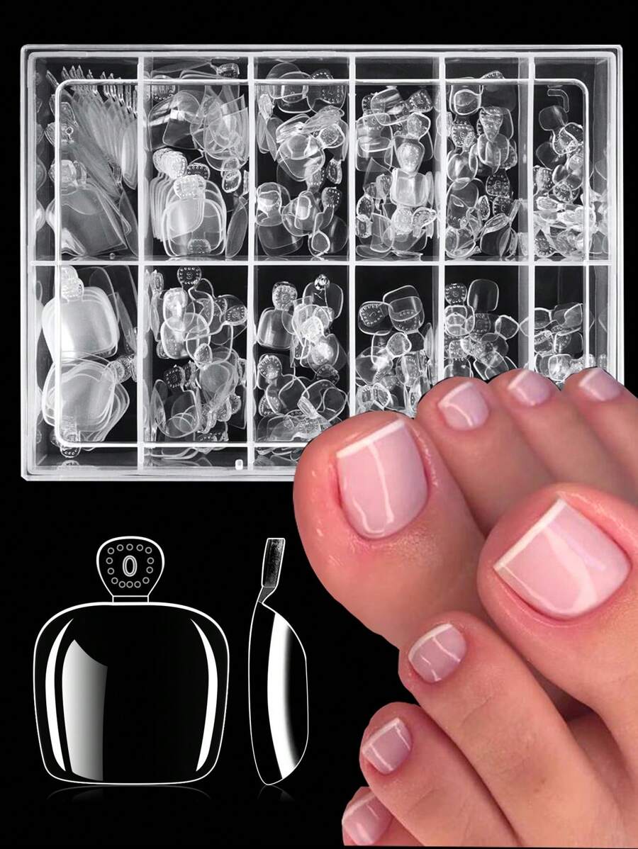 240 Chiếc Đầu Móng Tay Giả 12 Kích Cỡ Trong Suốt Bao Phủ Toàn Bộ Đầu Móng Chân Giả Ấn Vào Salon Ngón Chân Móng Tay Nghệ Thuật Mở Rộng Thiết Kế Móng Chân Đồ Dùng Làm Móng Acrylic Nhân Tạo - Trong sáng - Xem 1
