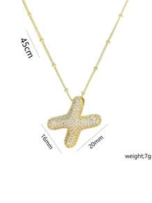 1 Peça de Novo Colar de Pingente de Letra A-Z com Micro Pavé de CZ de Luxo, Colar de  de Letra de Nome Inicial masculino e feminino, eletroplatedo com ouro de 18k.