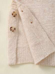 Baby Girl Solid Color Button Up Knitted Vest Sweater - Apricot - View 8