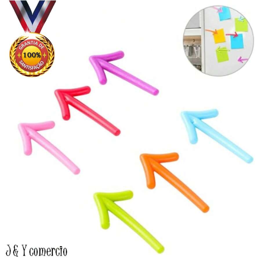 Conjunto de ímãs de geladeira em formato criativo, ímãs de geladeira magnéticos decorativos em vários formatos personalizados e fofos - 6 unidades - Seta (multicolorida) - Visão 1