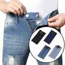 1pc Maternity Elastic Waistband Extender With Jeans Button, Jeans Waist Extender - Baby Blue - View 1