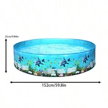 1pc 152CM/183CM Blue PVC Pool, Thickened Outdoor Household Leisure Swimming Pool, Paddling Pool