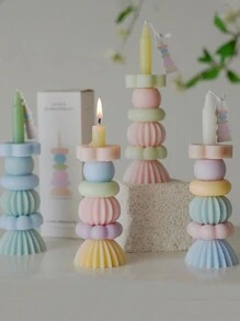 1 pieza Vela aromática apilable geométrica de alegría, adecuada para decoración del hogar, fiestas, decoración de mesa, regalo de festivales, cena, fiesta, relajación/meditación, iluminación ambiental, decoración de habitaciones, regalos