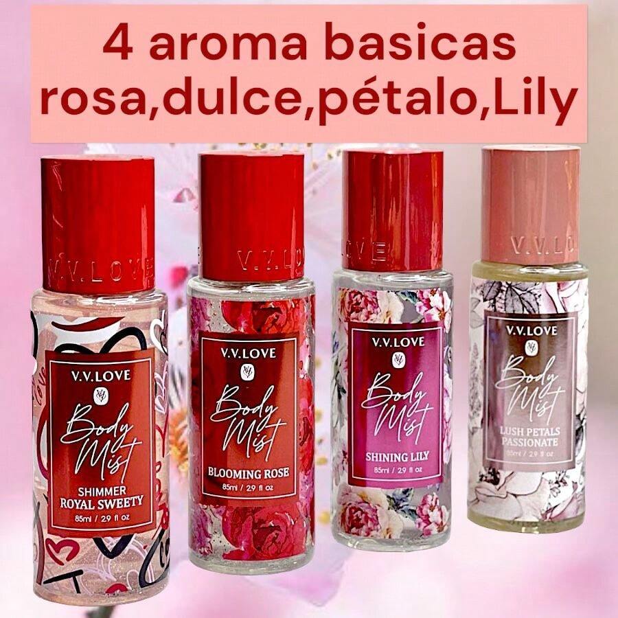 Set de 4 perfumes para dama , V.v. Love Body mist de 90ml. Aroma de muy frescos, froral - Dulce - Ver 1