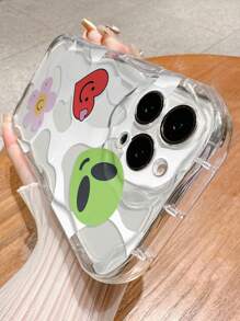 奶油色透明水波纹异形心形花朵绘画手机壳兼容 iPhone 14 Pro Max、13 Pro Max、12 Pro Max、11 Pro Max、XR、7/8 Plus、XS；兼容三星 A03s、A12、A13、A21s、A22、A32、A33、A51、A52、A53、A72、S20 FE；兼容小米和红米系列：Redmi 9、Redmi 9A、Redmi 10A、Redmi 10C、Redmi Note 11、Redmi 12、Redmi 12C - 彩色 - 查看 1