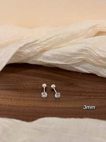 1對 / 3對閃閃發光的耳釘套裝-光澤18K鍍金不銹鋼，鑲有立方氧化鋯，時尚迷人-給女性的完美禮物選擇 - 彩色 - 查看 12