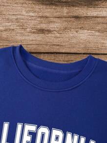 Hombres sudadera CALIFORNIA WEST COAST SUETER con estampado de letra con forro térmico - Azul - Ver 3