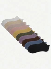 10 par damskich letnich skarpetek w łódkę, proste i wszechstronne, odpowiednie na codzienne wyjścia dla uczennic, krótki styl