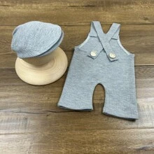 Zestaw ubrań do fotografii noworodkowej - kostium dla niemowląt, czapeczka, szelki, spodnie, rekwizyty do zdjęć, ubranka dla niemowląt, dekoracje na baby shower, prezenty dla rodziny, prezenty na baby shower, prezenty wielkanocne, rzeczy dla dziewczynek/chłopców