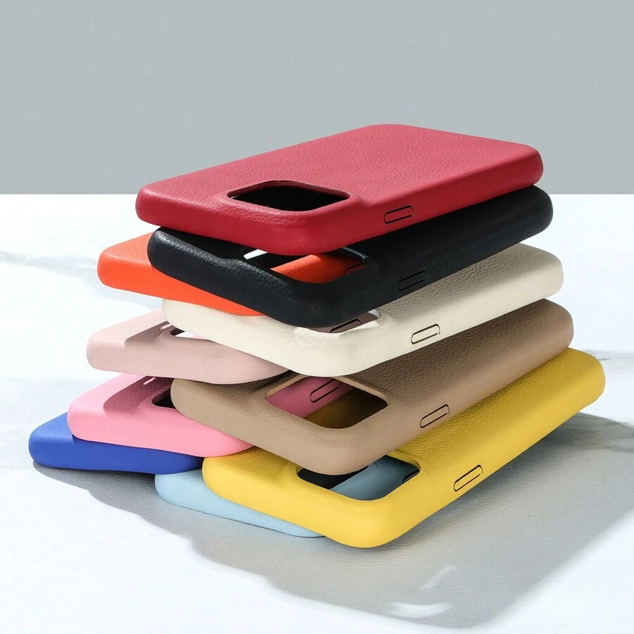 1 件奢华哑光荔枝纹 PU 皮革手机壳适用于 Apple iPhone 15 Pro Max 14 Plus 13 12 11，简约时尚外壳