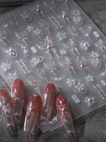 1入組蝴蝶/花朵美甲貼紙DIY 3D美甲裝飾 - 彩色 - 查看 6