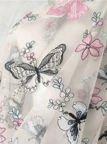 1 pieza tela de malla de gradiente de dos colores, tela transparente con textura láser para falda larga o chal, tela creativa hecha a mano