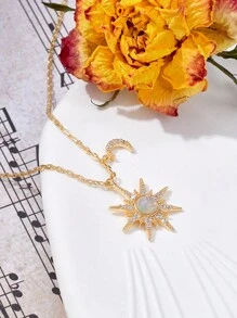 1 pièce Collier pendentif au style européen et américain en argent sterling S925 avec opale blanche australienne de forme cubique oxydée, convient pour un port quotidien, les rendez-vous, les fêtes, la Saint-Valentin et les cadeaux de bijoux pour la Fête des Mères