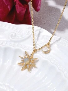 1 pièce Collier pendentif au style européen et américain en argent sterling S925 avec opale blanche australienne de forme cubique oxydée, convient pour un port quotidien, les rendez-vous, les fêtes, la Saint-Valentin et les cadeaux de bijoux pour la Fête des Mères