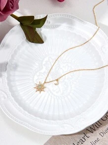 1 pièce Collier pendentif au style européen et américain en argent sterling S925 avec opale blanche australienne de forme cubique oxydée, convient pour un port quotidien, les rendez-vous, les fêtes, la Saint-Valentin et les cadeaux de bijoux pour la Fête des Mères