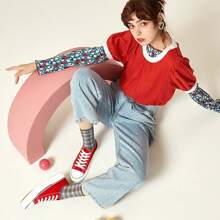 White Sneakers For Women Low Top Canvas Shoes Womens Canvas Sneakers Women's Fashion Sneakers Slip On Casual Tennis Shoes - Red - View 2