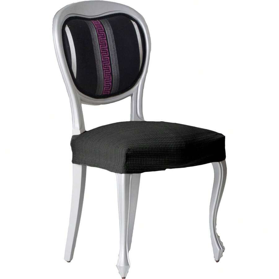 Eysa Lot de 2 housses de chaise sans  en tissu jacquard ultra doux - Housse de chaise sans  avec bande élastique pour un ajustement parfait - Housse de chaise sans  100% fabriquée en Espagne - Gris foncé - Voir 1
