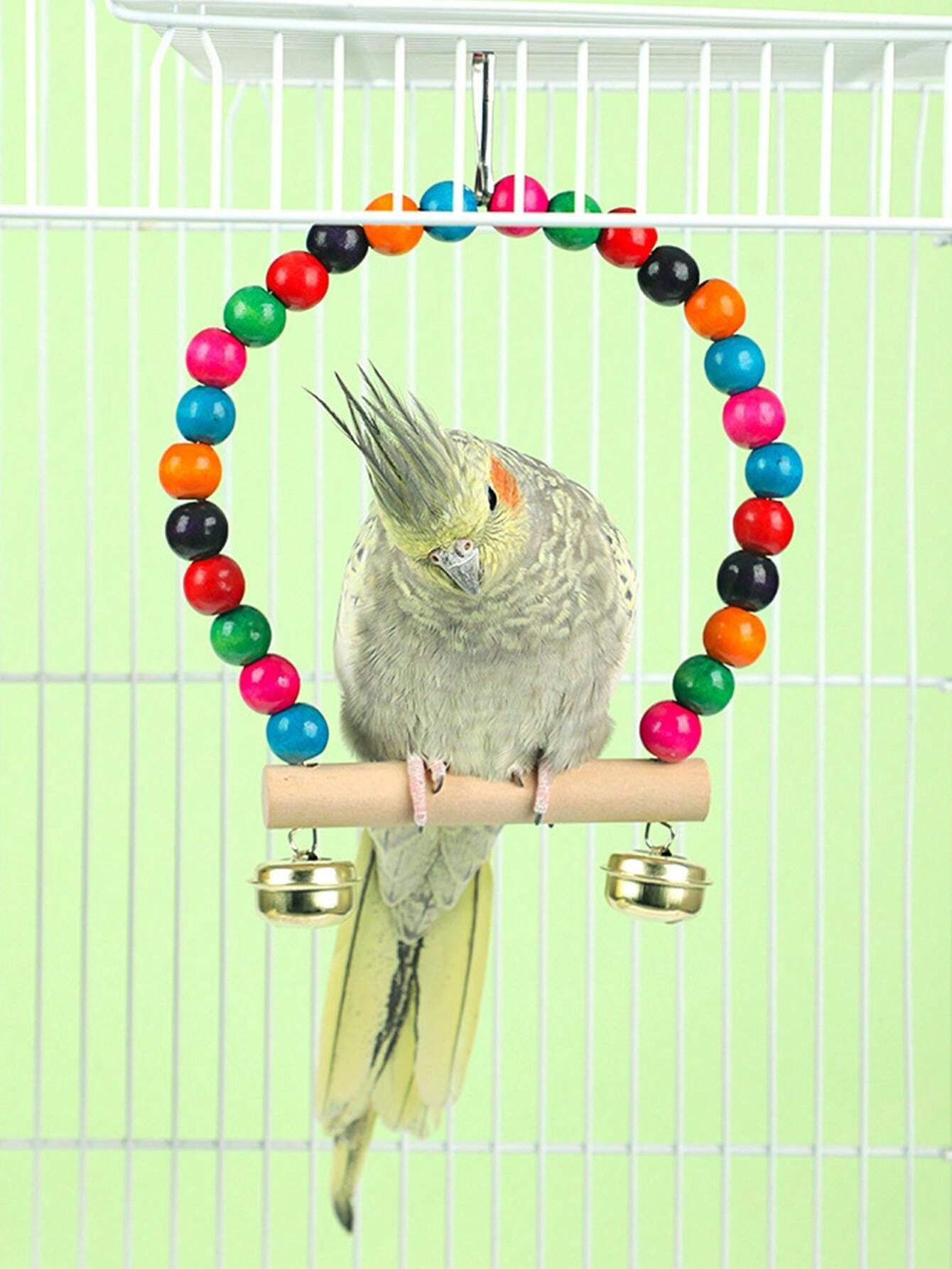Image showcasing (2pcs )Colorful Swing +4-Level Ladder Parrot Toys Training Supplies ...
