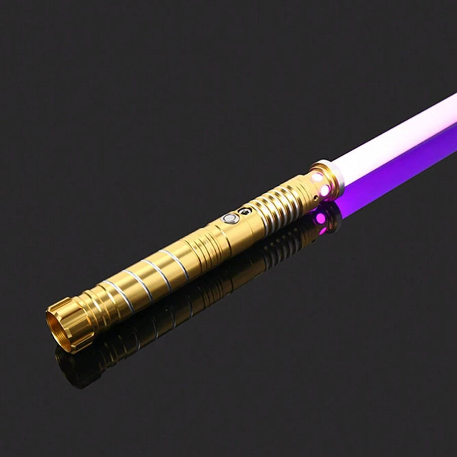 Light Up Saber 15 Colors Change 2 In 1 Metal Light Sword RGB Light Sword Toy - Vibration, Hitting Sound, Breathing Light Effects - Perfect Gift For Boys With Durable Metal Construction Lightsabers - 1PCS Gold - View 1