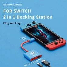 SWITCH Hub, Tương thích với Switch Type-C Hub, Switch Dock Tương thích với Switch, Đế sạc TV di động có cổng PD Bộ đế thay thế Bộ chuyển đổi Type C sang TV Tương thích với Apple Laptop Pro Air, Đỏ Xanh, Đế cắm 2 trong 1 - Màu xanh lam - Xem 3