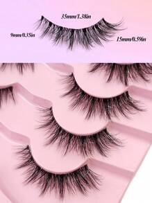 Asiteo 7对自然款假睫毛，透明睫毛柄，轻盈蓬松，柔软仿貂毛材质，可延长睫毛长度 - 黑色 - 查看 5