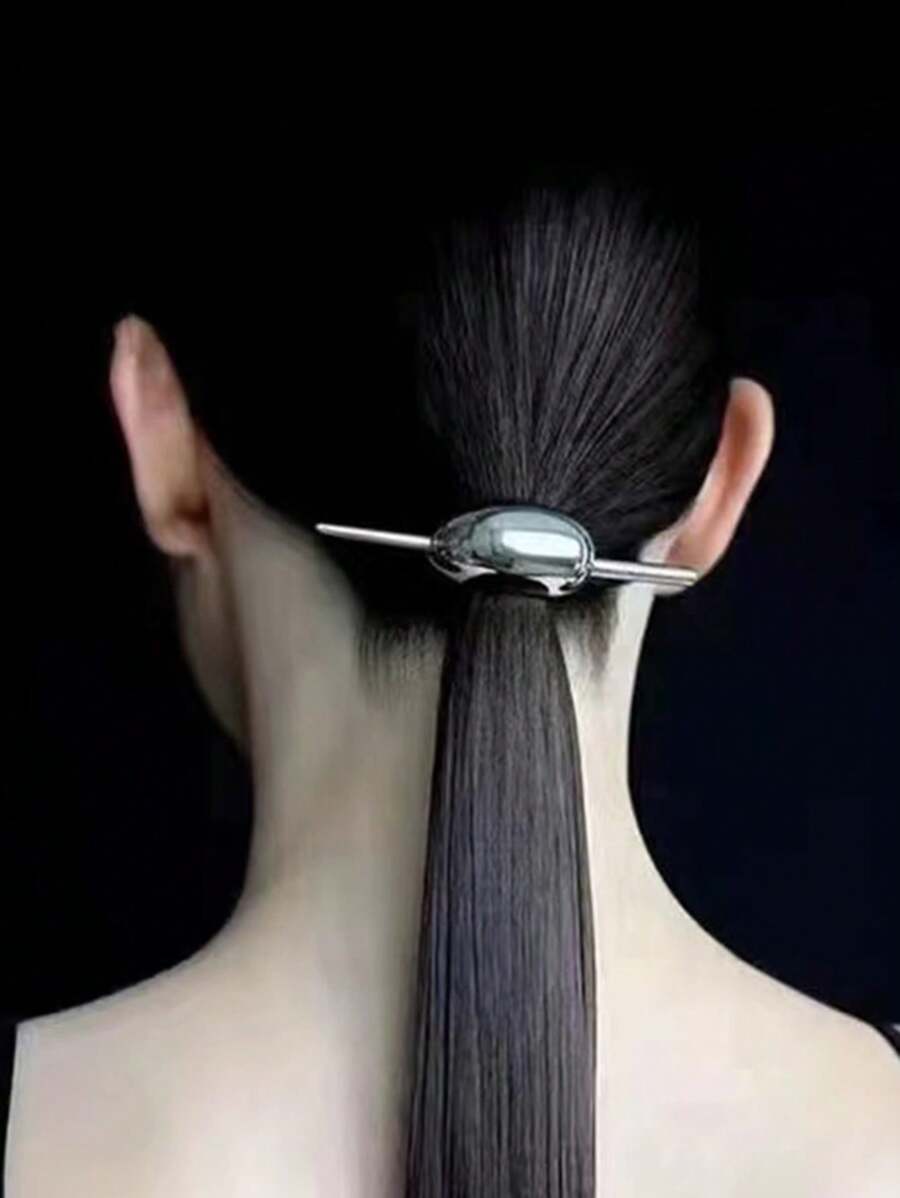 1pc Silver Metal French Hair Pins Hair Clips Hair Clips Alloy Fashion Hair Accessories Tie Ponytail Women And Girls Hair Bun Hair Bun Maker Bun Hair Piece Hair Styling Pins, School Stuff