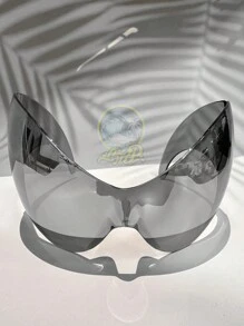 1 件超大猫眼弧形球形面具，男女通用赛博朋克哥特式一体式防风护目镜，带反光银眼罩，朋克科幻酷炫性感机器人时尚眼镜，男女皆宜，COSPLAY 和摄影道具，带防丢绳万圣节 - 彩色 - 查看 2