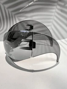 1 件超大猫眼弧形球形面具，男女通用赛博朋克哥特式一体式防风护目镜，带反光银眼罩，朋克科幻酷炫性感机器人时尚眼镜，男女皆宜，COSPLAY 和摄影道具，带防丢绳万圣节 - 彩色 - 查看 3