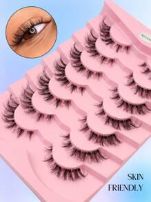 Asiteo 7对透明假睫毛，自然日常佩戴，轻松打造精致妆容，提升您的美丽 - 黑色 - 查看 4