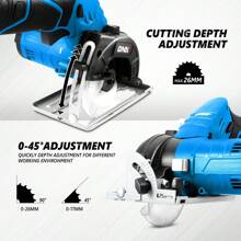 12V Compact Cordless Circular Saw With 85mm 20T Blade And Hex Key, Adjustable Cutting Depth/Angle, Blue (Tool Only)