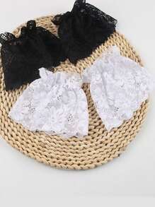 1對女式蕾絲假袖套，遮蓋疤痕，紋身和手腕，短款風格 - 彩色 - 查看 1