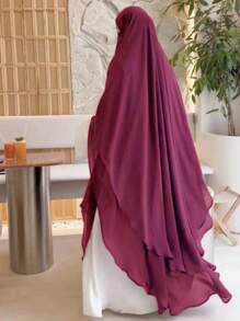 1 pièce Foulard long à double couche en mousseline de soie pour femmes, mode et élégant, convient pour le port quotidien et la prière pour le voile respirant et doux sous la abaya - Multicolore - Voir 6