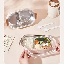 Stainless Steel Insulated Lunch Box, Microwavable, Large Capacity, Portable, With Compartments For Office Workers And Students - Multicolor - View 5