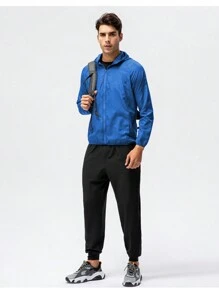 1pc Lightweight Water-Resistant Jacket For Men, Quick-Dry Outdoor Casual Windbreaker, Suitable For Summer And Autumn, Running, Cycling' - Royal Blue - View 4