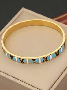 1pc 18k New Retro Style Oil Drop Bangle, Stainless Steel Bracelet Suitable For Layering - Bracelet - View 12