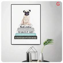 1PC Animals Pomeranian Books Posters Wall Art Canvas Painting Image Print Home Bedroom Bedside Background Decor Prints Unframed - Multicolor - View 8