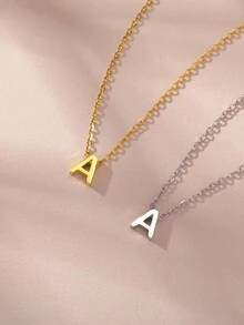 1入不鏽鋼A-Z字母A-2可定制項鍊，帶心形吊墜的時尚創意頸飾，DIY禮物