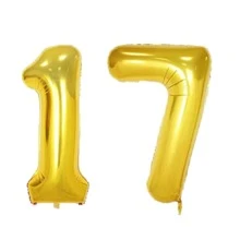 40英寸10/11/12/13/14/15/16/17/18/19数字气球，玫瑰金、金色、银色铝膜气球，适用于生日派对周年纪念装饰、圣诞节 - 多色 - 查看 21