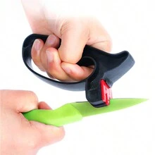 1pc Portable Multi-Functional Mini Knife Sharpener For Gardening, Outdoor, Kitchen Use, Handheld Stainless Steel Knife Sharpener - Black - View 5