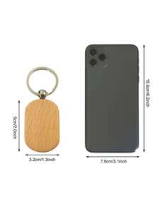 1入組木質吊墜，可選擇不同形狀和圖案，可刻上毕业、生日、感恩节、情人节、圣诞节或其他场合的字样，可作为钥匙扣或礼物定制 - 彩色 - 查看 5