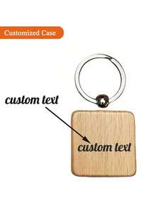 1入組木質吊墜，可選擇不同形狀和圖案，可刻上毕业、生日、感恩节、情人节、圣诞节或其他场合的字样，可作为钥匙扣或礼物定制 - 彩色 - 查看 2