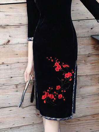 1入組梅花花貼布繡章繡花貼布，可熨可縫繡章手工縫補刺繡