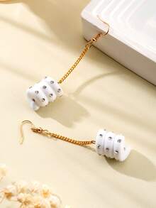 1對時尚亮面圓形甜甜圈耳環，鑽石鋯點綴，適合女孩日常佩戴 - 甜甜圈 - 查看 3