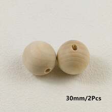 1-300顆（直徑4-95mm）天然實木圓形珠子，帶孔，DIY珠寶手工藝材料 - 原木色 - 查看 20