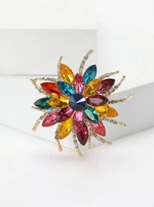 1 件时尚玻璃水钻花胸针，适合女性日常佩戴情人节、妈妈、母亲、母亲节、礼物 - 水鑽花朵 - 查看 9