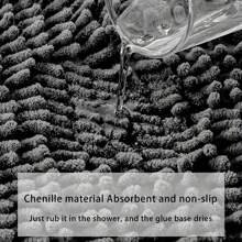 1 件黑色雪尼尔吸水速干浴室垫、现代简约高绒超细纤维防滑浴室地毯、防污易清洁浴室垫、雪尼尔地毯、可洗淋浴垫、浴室防滑垫、浴缸垫、室内入口地毯、适用于浴室、洗衣房、浴室门、水槽区、淋浴房、地毯、浴室装饰、浴室配件、浴缸、淋浴垫户外地毯门垫秋季装饰返校入口装饰 - 黑色 - 查看 5