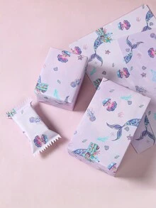 6pcs 50*70cm Mermaid Tail Style Gift Wrapping Paper, Gift Decoration, Gift Wrapping Supplies, Birthday Party Wedding Babe Shower Gender Reveal Party Gifts Packaging Paper - Mermaid Tail - View 5