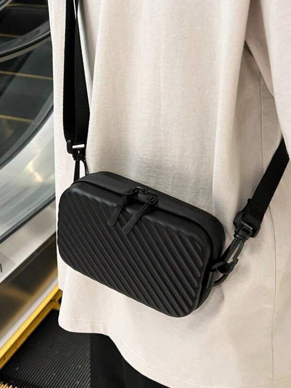 Men's Solid Colored Structured Box Bag Shoulder Bag With Adjustable Strap Crossbody Bag Sling Bag Square Bag For School Bag For College Students Summer Gifts Bag Winter Bag Thanksgiving Bag Christmas Holiday Gifts Hip Bag Tote Bag Valentine Day Holiday Essentials Camping Sling Bag Stickers Back To School Valentine Gifts Bag Pack Cross Body Bag Spring School Supplies