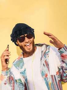 Sombrero divertido para hombres con barba trenzada, doble turbante, borla en el borde y cola de trenza para el cuidado del pelo - Multicolor - Ver 6